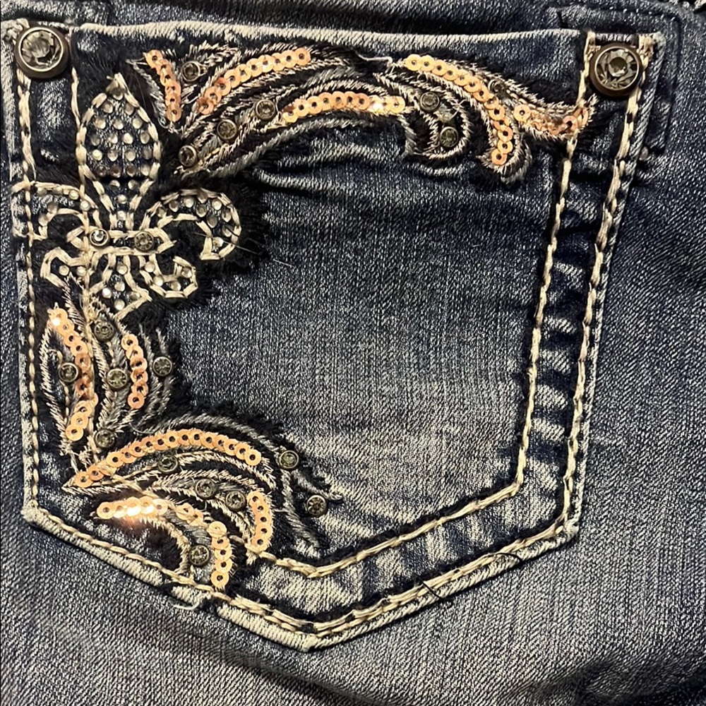 Miss Me Blue Skinny Jeans with Distressed Details - Picture 7 of 16